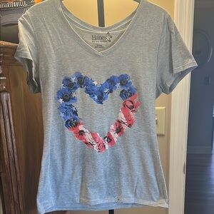 Hanes Gray T-Shirt with Heart Design